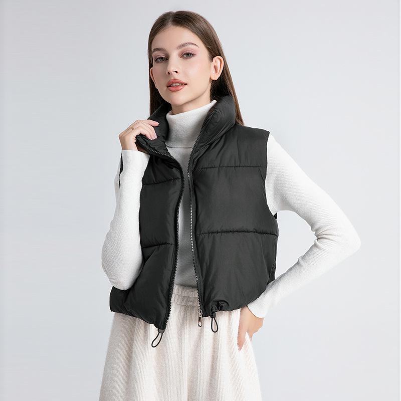 New Winter Cotton Vest for Women, Versatile Loose and Fashionable Korean Version, Slim and Simple Stand Collar Short Horse Clip Jacket
