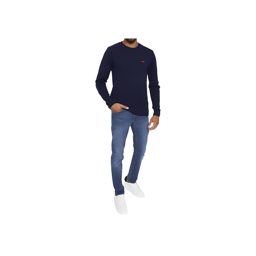 Levis FW23 Solid Color Crew Neck Pullover Long Sleeve Sweatshirt Men Sweatshirt Blue A4320-0001