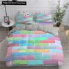 Building Block King Queen Duvet Cover Colorful Brick Bedding Set for Boys Teens Adults Cartoon 2/3pcs Polyester Comforter Cover