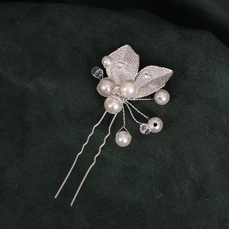 Kristall Perle Blatt Haarnadel Haarnadel Band Für Frauen Braut Hochzeit Braut Haaraccessoires Schmuck Nadel Band Geschenk