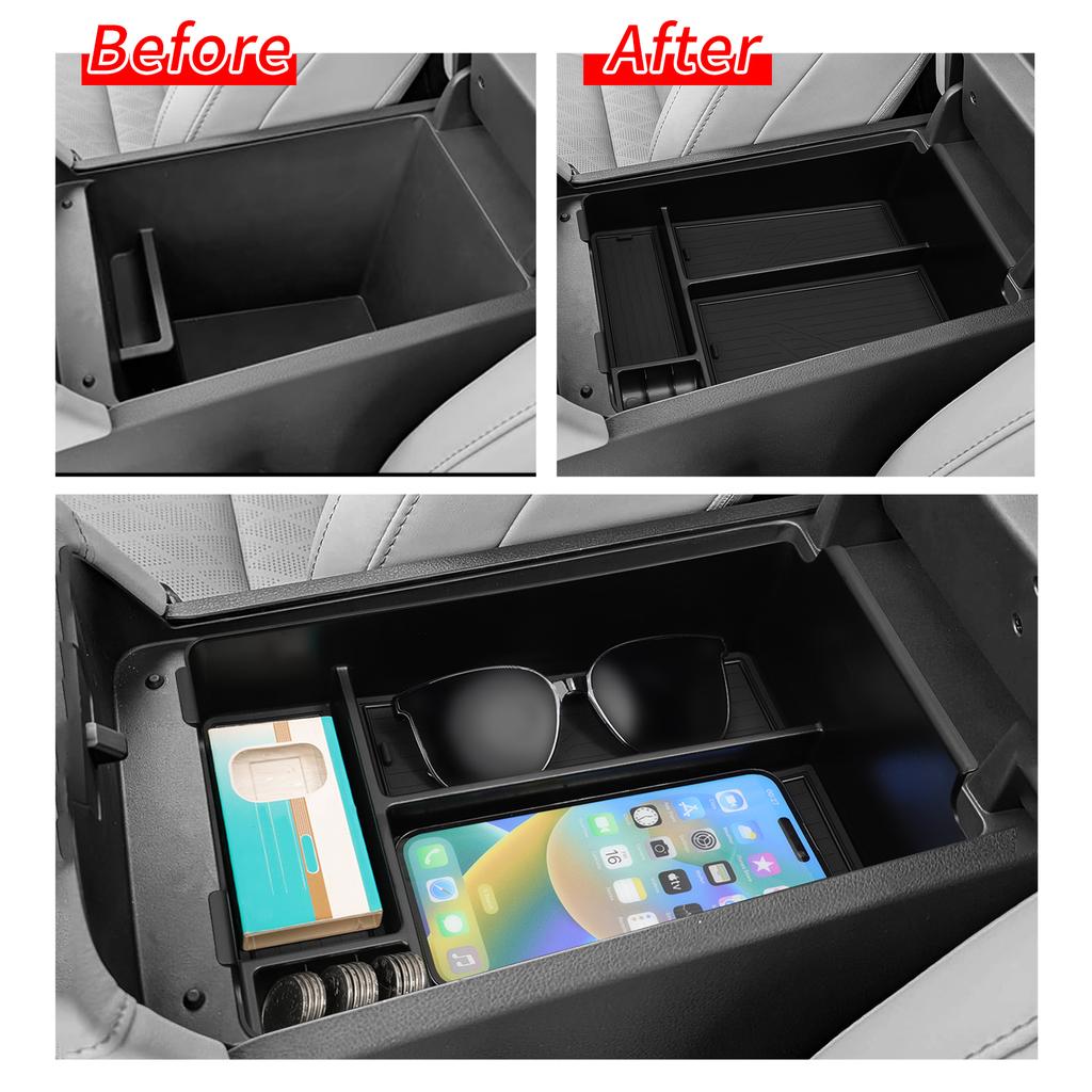 For Nissan Murano 2025 Center Console Armrest Storage Box Car Tray Organizers Accessories Tidying Black