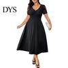 Robe ajustée à col en V Grande Taille Formelle pour Femmes Dentelle Manches Courtes Coupe A-line Légère Été Mère de la Mariée Invité de Mariage Robe de Soirée