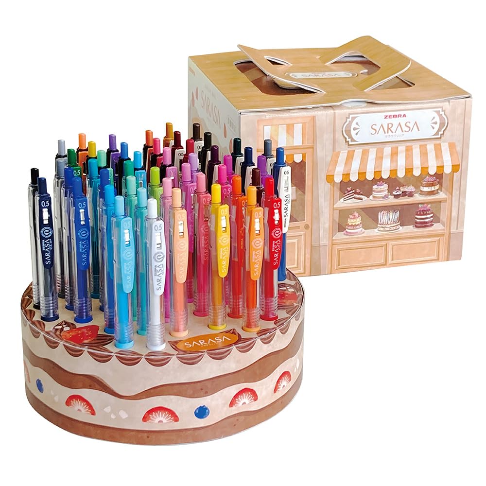 

Zebra Gel Ballpoint Sarasa Clip Gel 48 Pen Holder Set Pens, Ink, 0.5mm, Colors, Cake-Shaped (JJ15-48-CAKE)