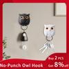 Owl Key Wall Hook Magnetic Cute Night Owl Keyring Holder Organizer Automatic Open Close Eyes Keychain Holders Creative Key