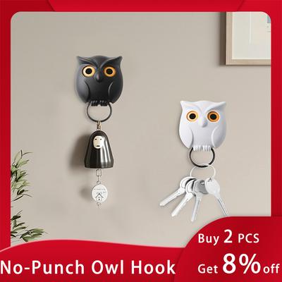 Owl Key Wall Hook Magnetic Cute Night Owl Keyring Holder Organizer Automatic Open Close Eyes Keychain Holders Creative Key