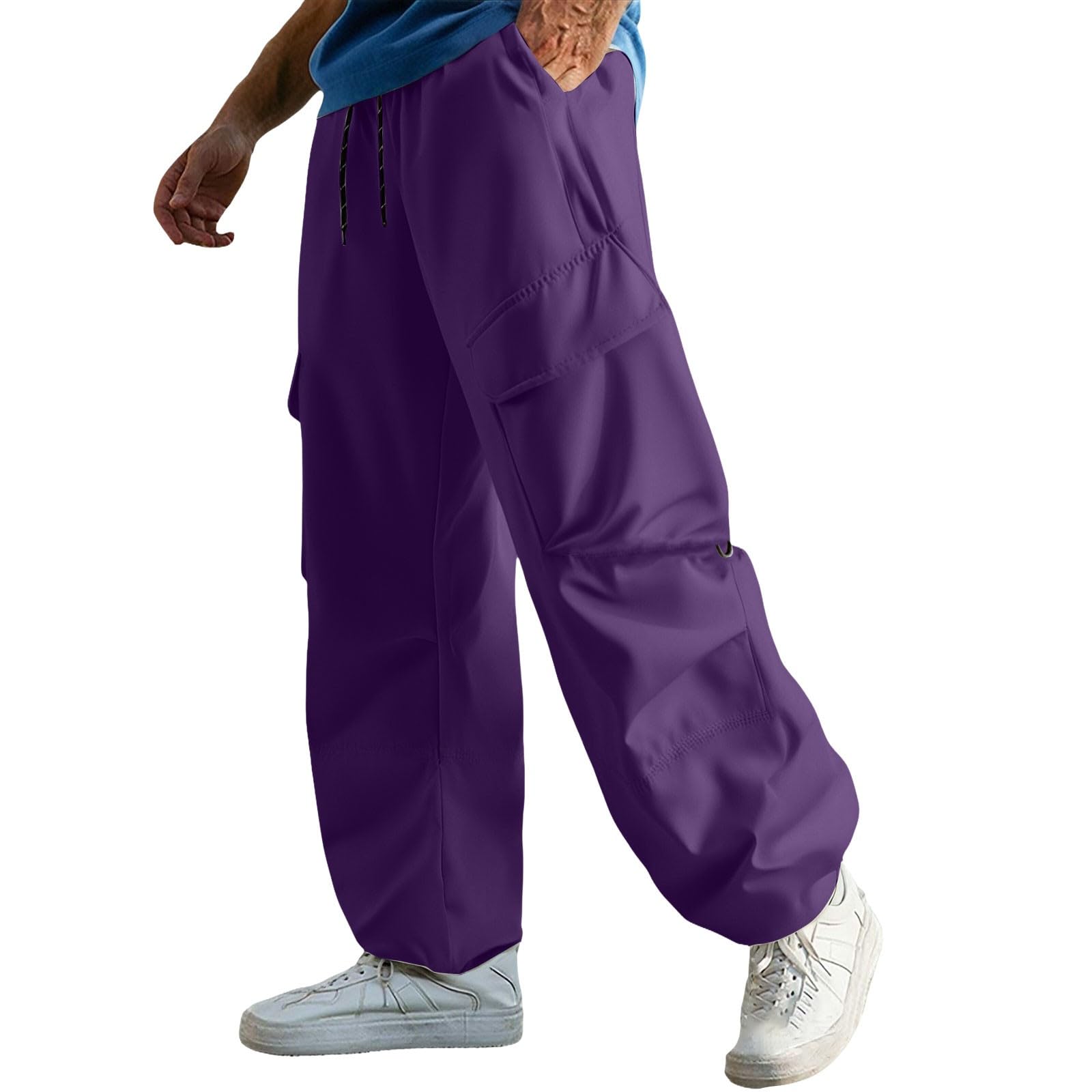 

Мужские уличные свободные брюки для отдыха, водонепроницаемые, ветрозащитные, с несколькими карманами, рабочая одежда, брюки для альпинизма XXXL фиолетовый