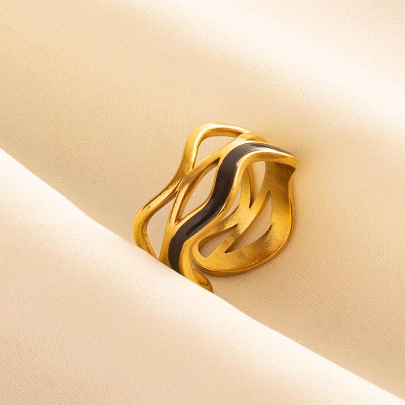 Balck Enamel Gold Plated Heart Fire Evil Eye Stainless Steel Ring Vintage Finger Jewelry Sun Moon Star Rings For Women Men Bague