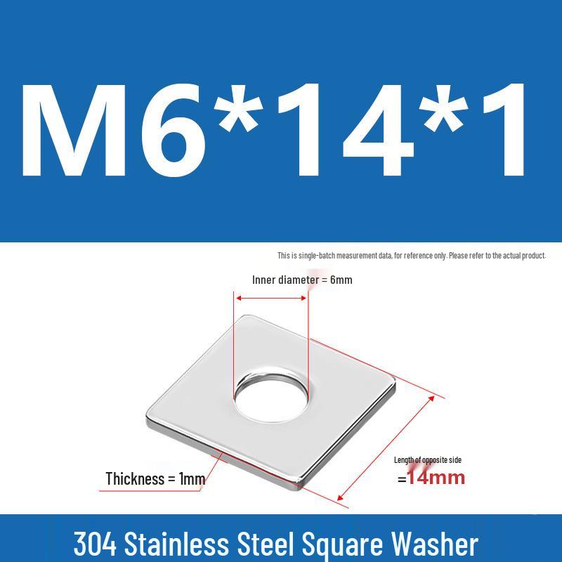 304 Stainless Steel Thickened Square Washer for Curtain Wall (M4-M16)