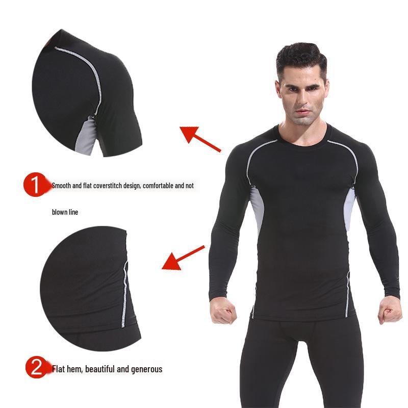 Men's Outdoor Pro Basketball Compression Tights & Quick-Drying Long-Sleeve Sports Shirt