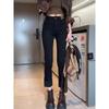 Plus Size Women's High Waist Black Stretch Jeans - Slimming Cigarette Pants for Spring/Autumn 2025.