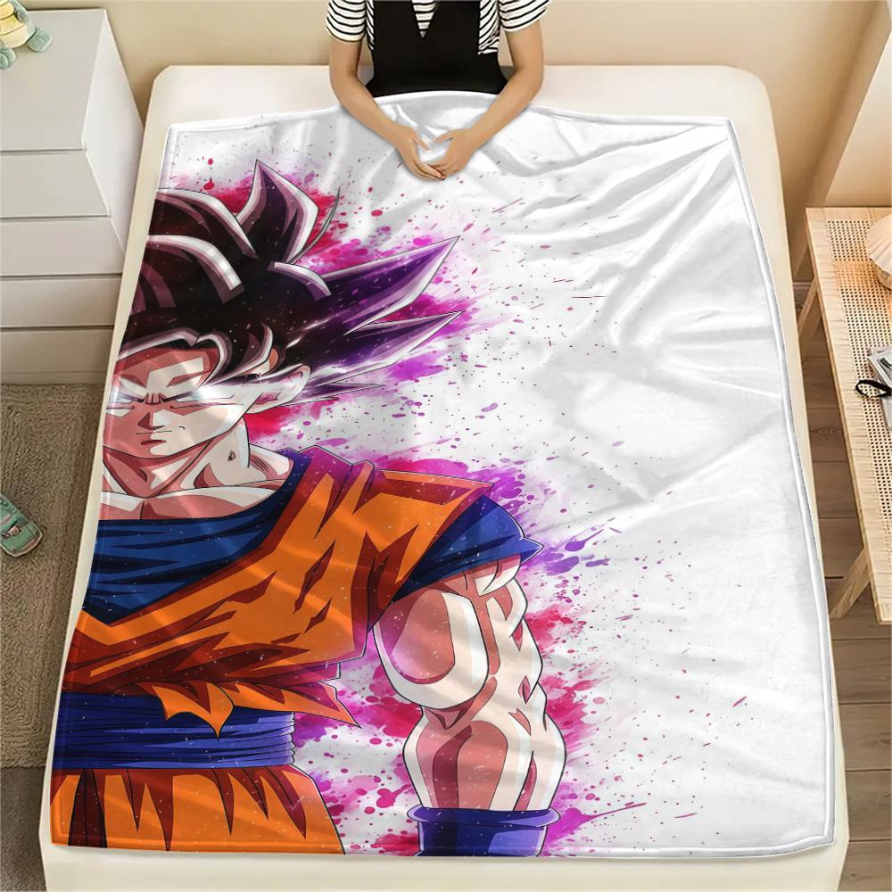 Son Goku Printed Flannel Blanket, Ideal for Bed Sofa Chair, Picnic Travel Use, Warm Home Bedroom Decor -HE18