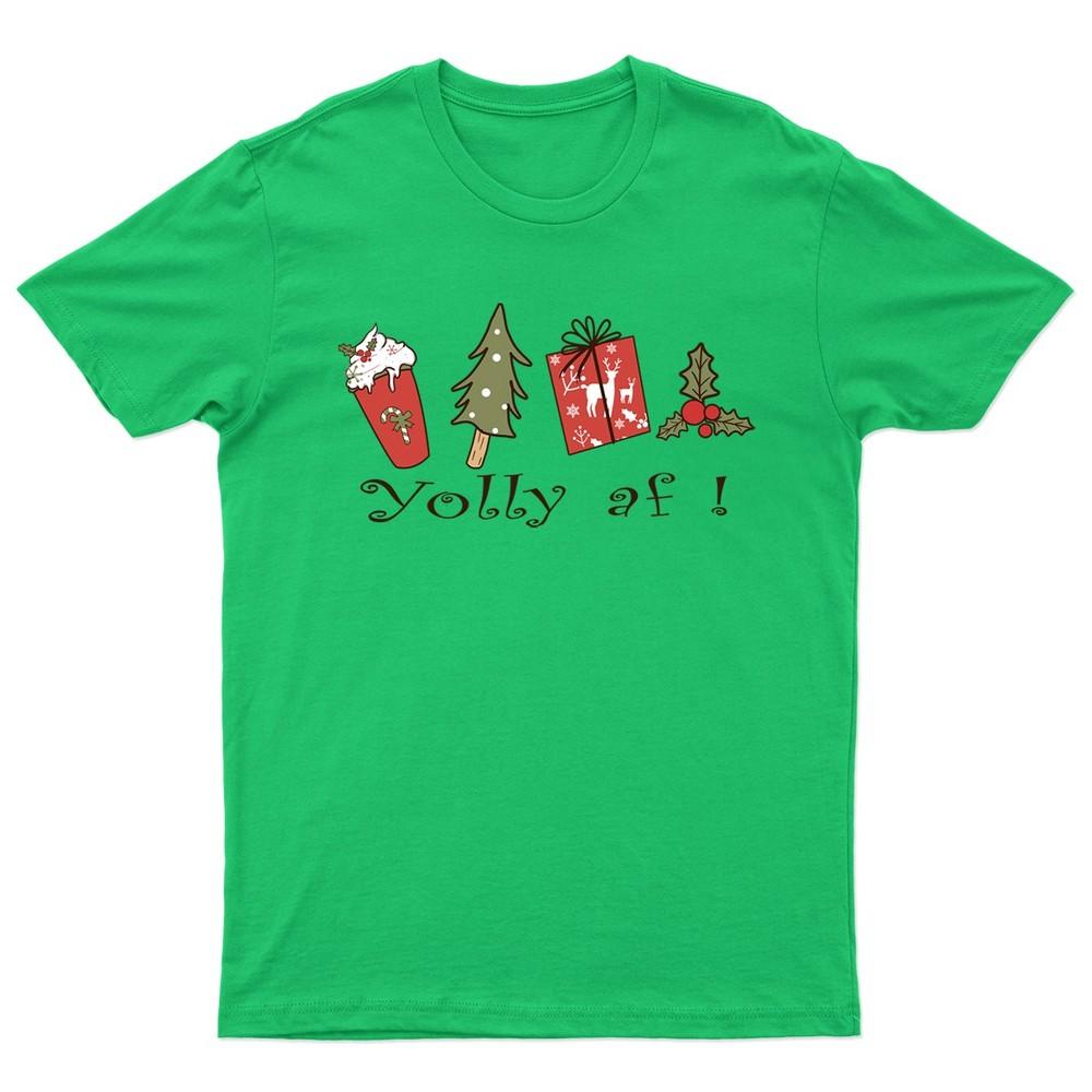 Yolly AF Christmas Holiday TShirt Unisex Gift Retro Seasonal Funny Xmas Santa S