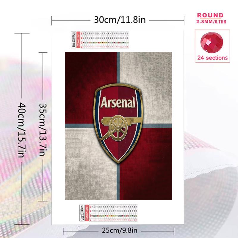 Arsenal F.C 100% Round Full Drill 5D DIY Diamond Painting Embroidery Cross Stitch Rhinestone Décor