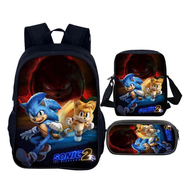 Sonic The Hedgehog 2 Book Bag Set With Waterresistant Polyester For School And Travel