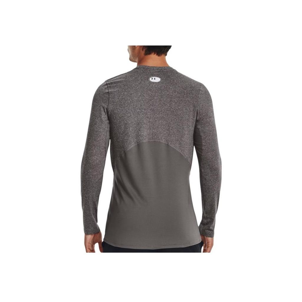 Under Armour Solid Color Crew Neck Pullover Long Sleeve T-Shirt Men Tops Charcoal 1366068-021