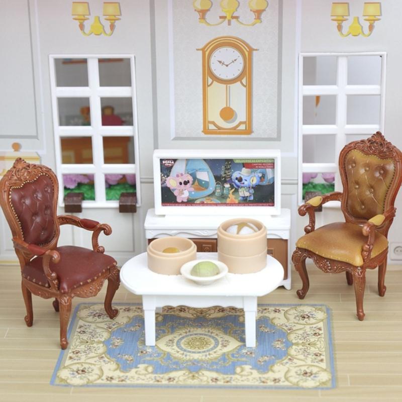 Vintage Chair Toy Figure Model Realistic Vintage Realistic Doll House Pretend Girls Gift Realistic Victorian Chair
