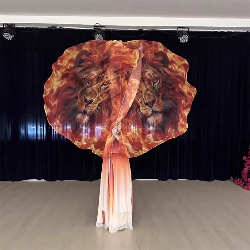 Grandi Stendardi di Culto da 140 Cm con Aste Flessibili Bandiera di Culto Fuoco e Leoni per Servizi Religiosi e Spettacoli Artistici