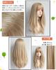 Natural-looking long wig, medium length, straight wig, full wig, semi-long, layered wig, women's wig with net (platinum color)