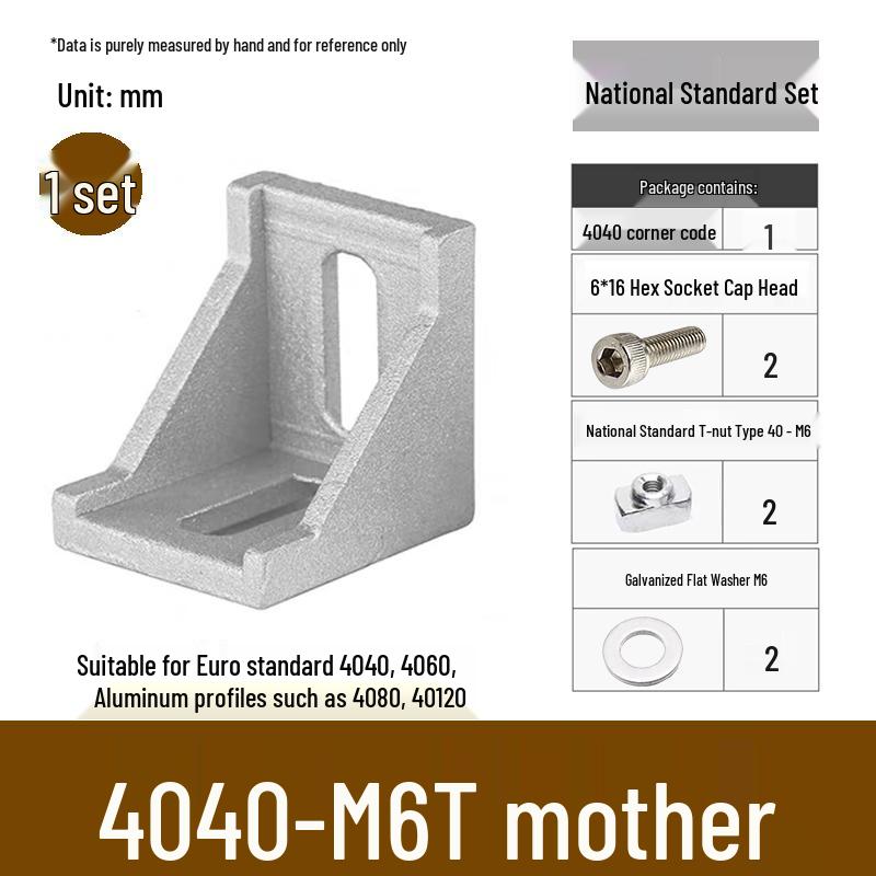 Aluminum 90° Corner Bracket Connector for 4040/2020/3030 Profiles