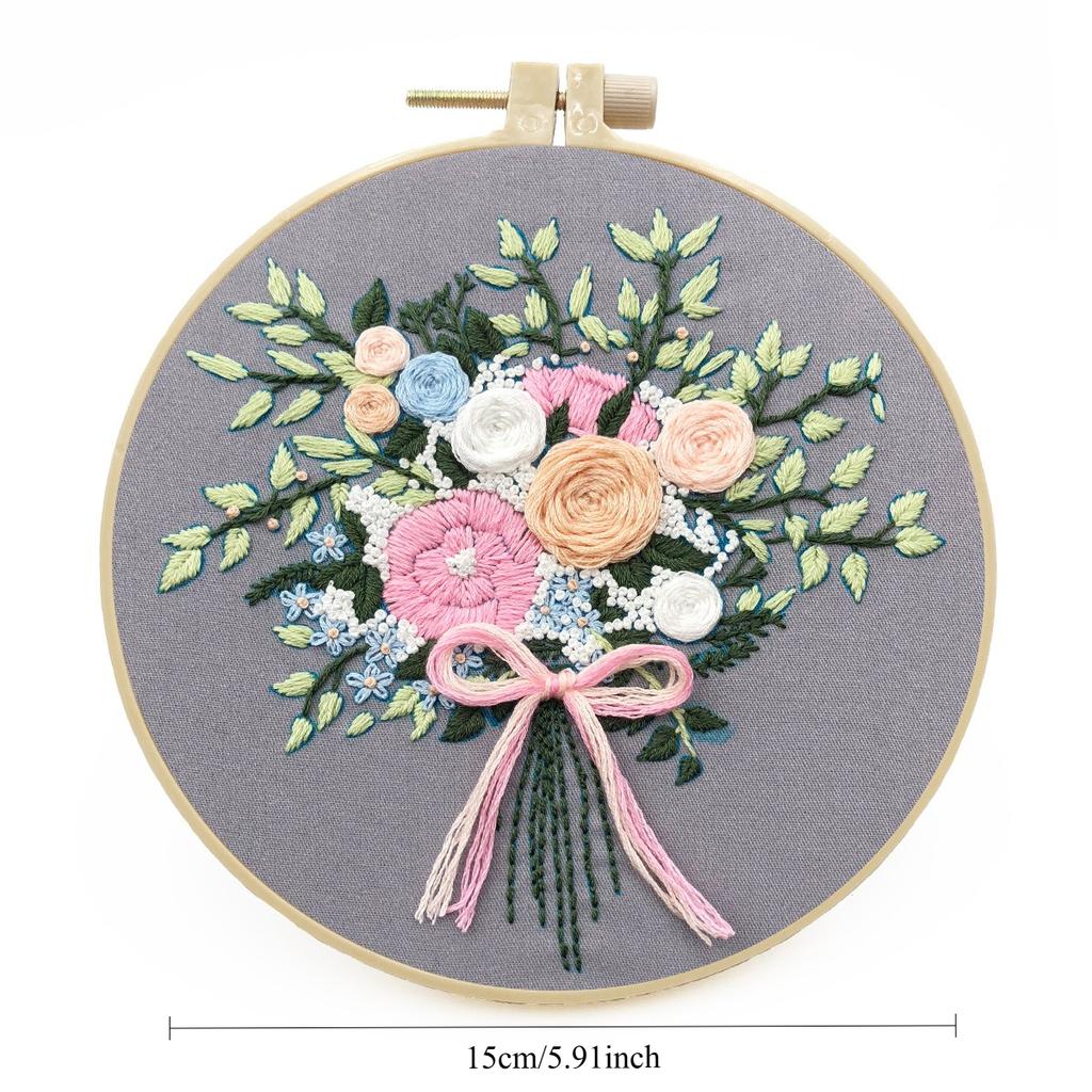 1 European-style 3D Floral DIY Embroidery Fabric Kit