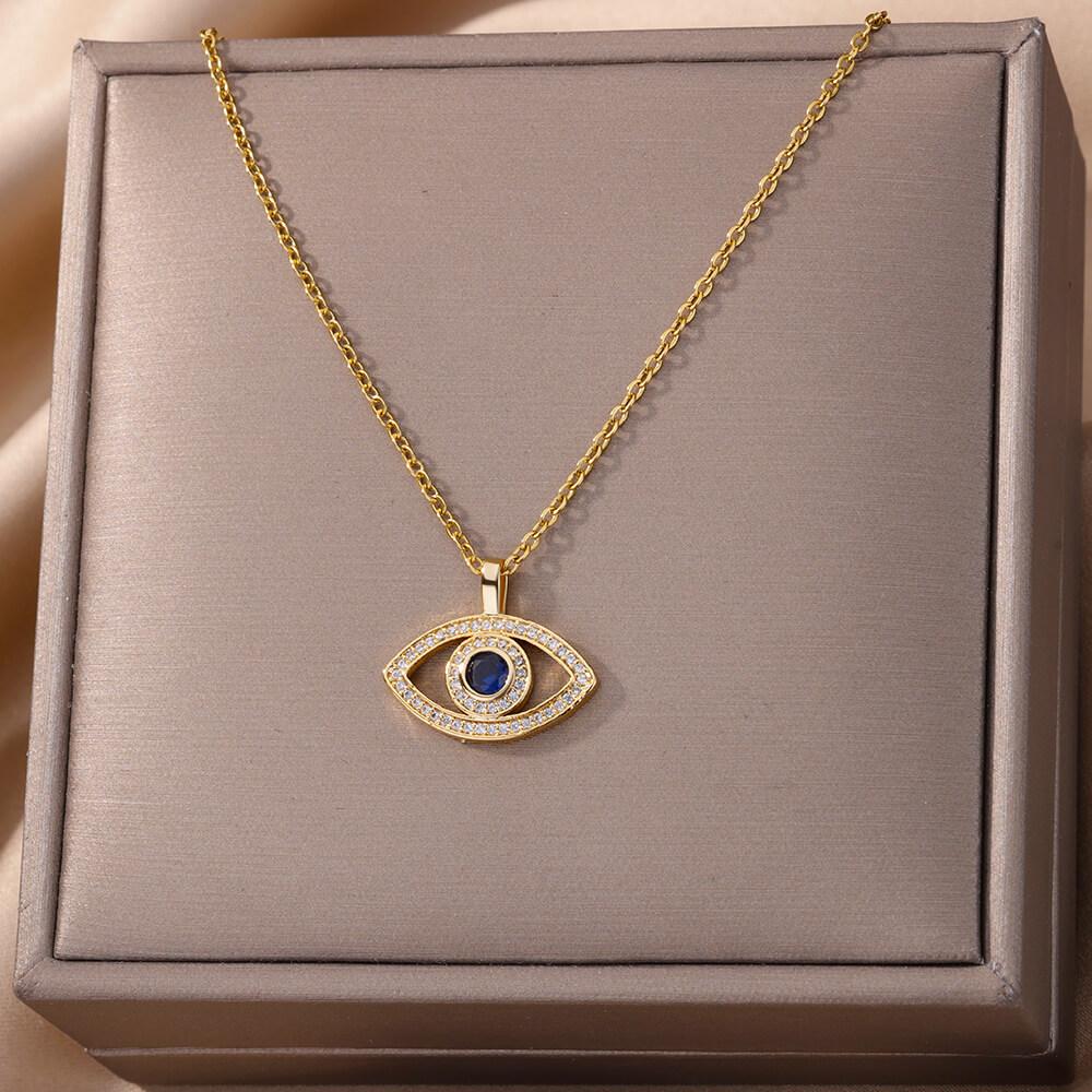 Stainless Steel Evil Eyes Pendant Necklace For Womens Jewelry Clavicle Chains Necklaces Gifts Party Dropshipping