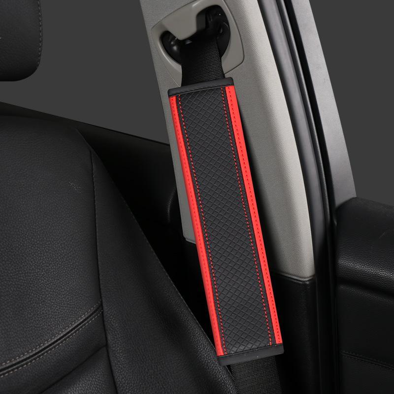 Embossed Fiber Leather Car Seat Belt Shoulder Strap Cover 1Pc Decompression Comfort Easy To Clean for Daily Use 1PCS