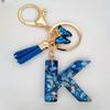 1pc Custom Blue Alphabet Letter Keychain with Butterfly Pendant Resin Ladies Key Ring with Tassel - Elegant Accessory for Bags Backpacks