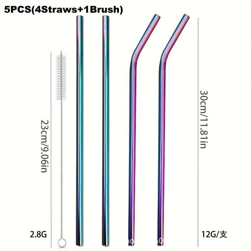 Paie de 30 cm pentru CUP Paie reutilizabile din inox 4 set de paie de băut colorate, sănătoase, ecologice, pentru smoothie de cocktail