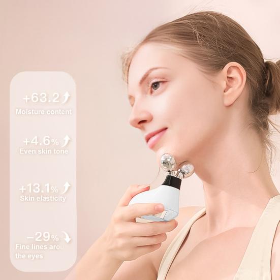 Microcurrent Facial Roller V-Shape Massager for Anti-Aging & Lymphatic Drainage Rechargeable Skin Tightening Device