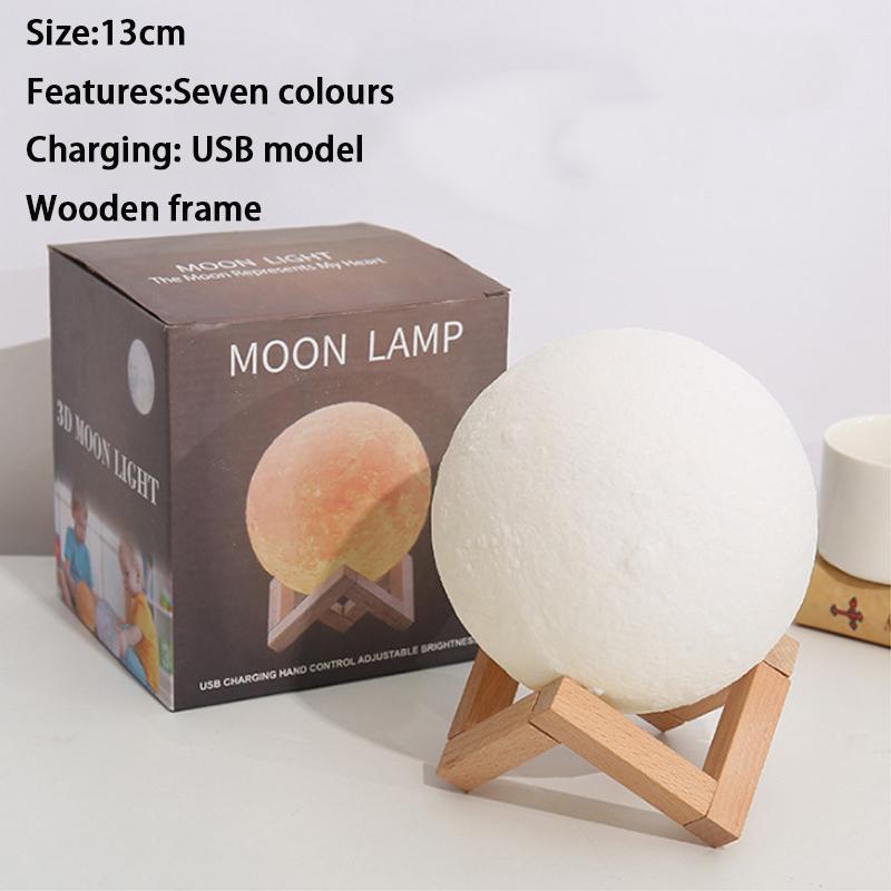 Remote 3d Control 16 Colour Rechargeable Moon Lamp Night Light Kids Dimmable Led