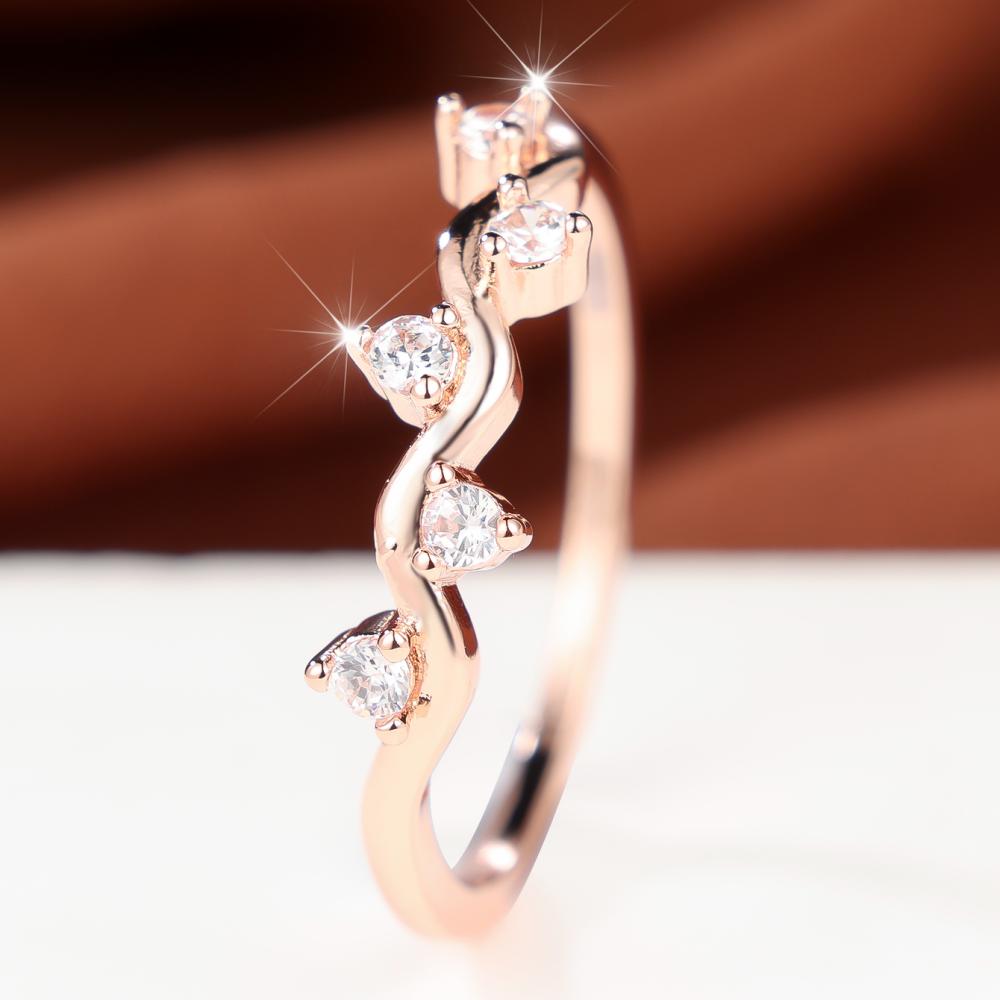 Charming Three Colors Available Wave Zircon Band Ring for Women Daily Wear and Party