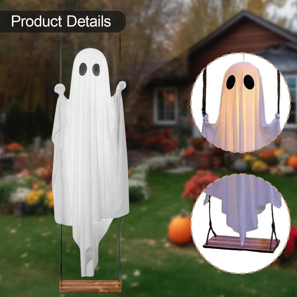 Glowing Halloween Swing with Remote 8 Light Modes Versatile Lifelike for Yard Tree Easy Setup 180cm