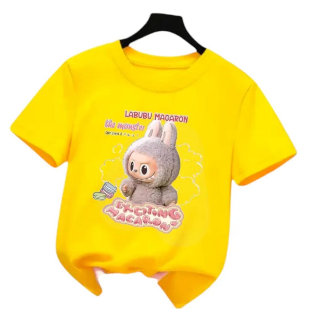 New Labubu Children's T-shirt LABUBU Ugly and Cute Pattern Girl Round Neck Short Sleeve Casual Versatile Clothing