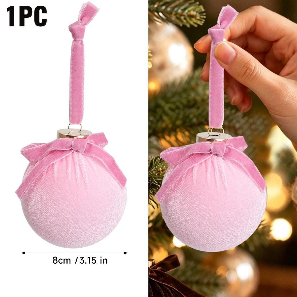 Velvet Foam Christmas Ball Christmas Tree Hanging Ornament Bowknot Sphere Festival Party Xmas DIY Decoration Balls Accessories