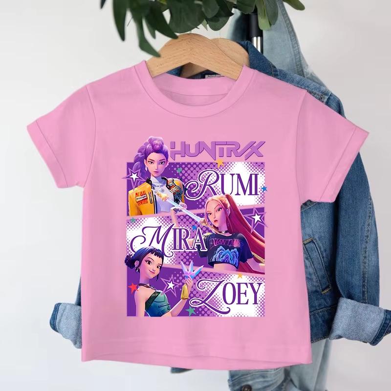 Kpop Dämonenjägerin Girlgroup Baumwoll-T-Shirt - Kinder Rundhals Kurzarm