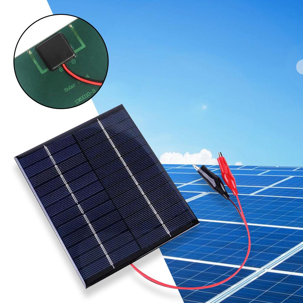 12V 10W Solar Panel Portable Polysilicon Epoxy Panel Outdoor DIY Solar Charging Panel with Clip for 9-12V Battery Charging