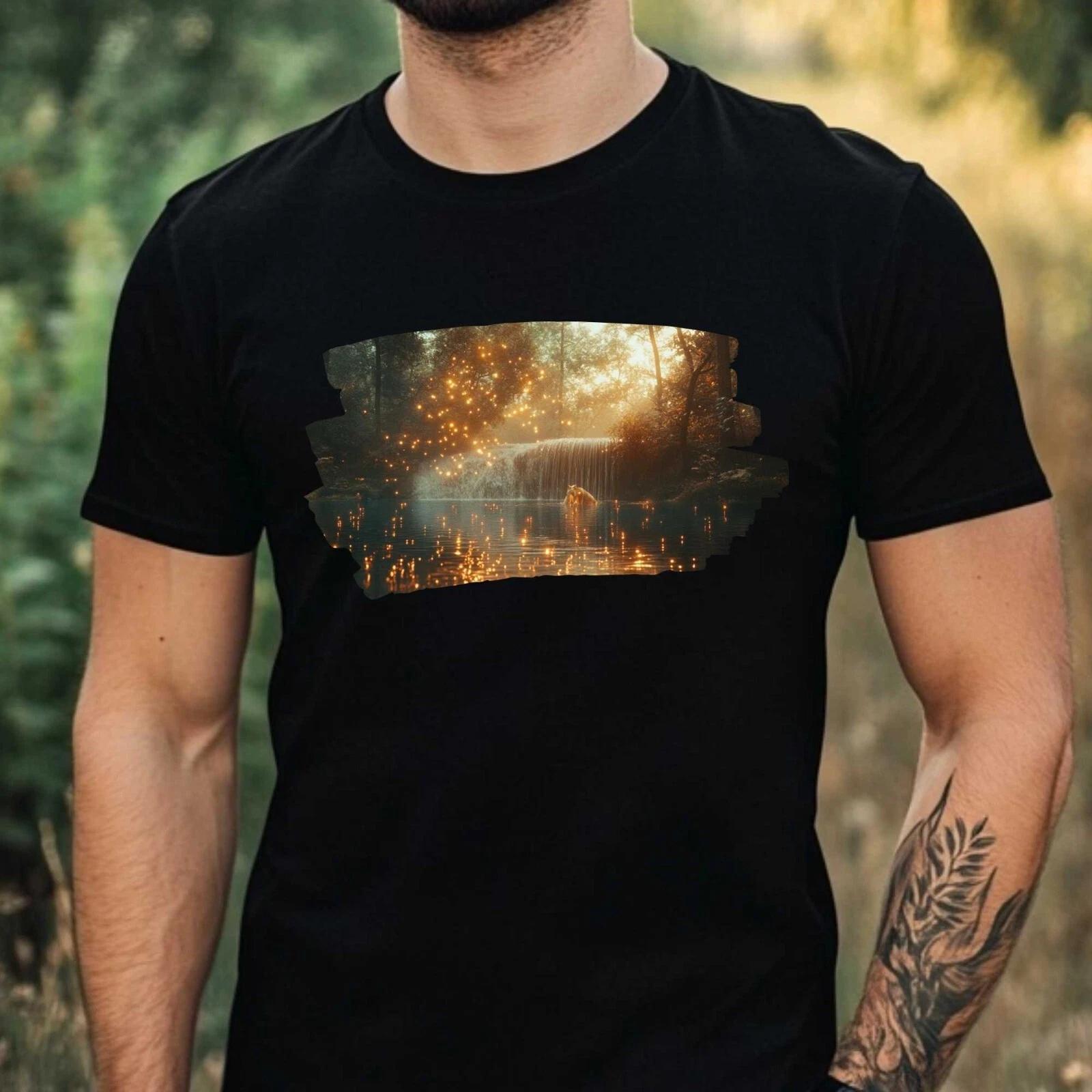 T-Shirt Herren Mystischer Wald Motiv Baumwolle Größe XS bis 5XL XS