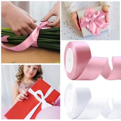Fita 1,57 polegadas, 25 jardas de fita de cetim para artesanato, faixa de cabeça de seda de poliéster de um lado, fita para buquê de flores, fita para embrulho de presente, casamento