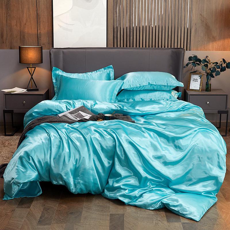 4 PCS Bedding Set Luxury Mulberry Silky Blending Bedding Set Satin Duvet Cover Set High End Single Double Comforter Cover