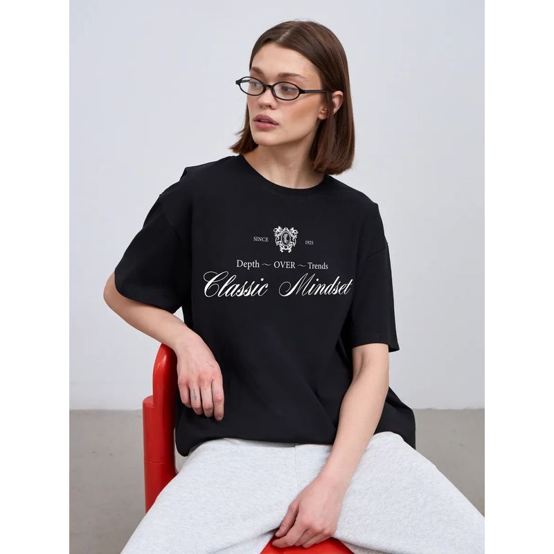 Western Style New Fashion Casual Loose round Neck Print Letters T-shirt Top Printed T-shirt Top