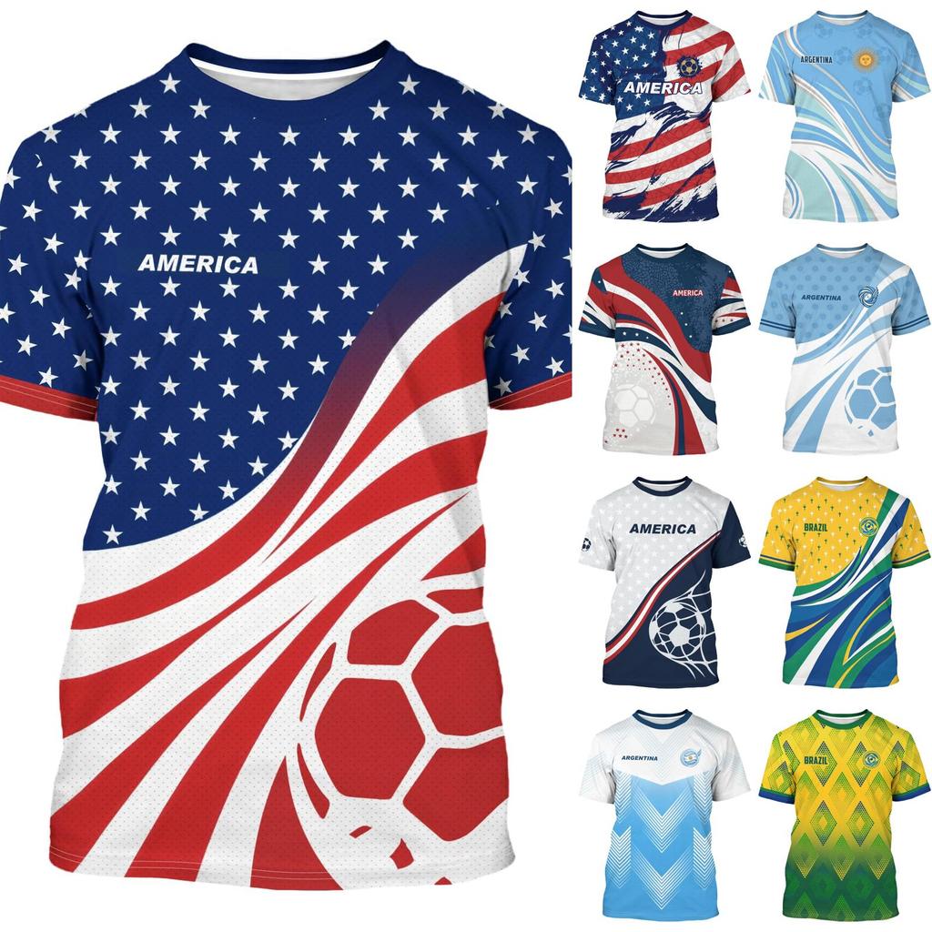 Unisex International Soccer Fan Retro Street Style Jersey Lightweight Breathable Fabric Comfortable Fit Short Sleeve Shirt