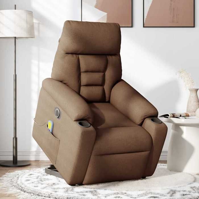 VidaXL Electric Massage Recliner Chair Brown Fabric 3303066