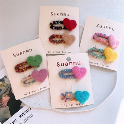 Fermagli Colorati a Forma di Cuore in Feltro di Lana per Bambini, Elastici e Elastici per Capelli Non Danneggianti per Ragazze, Elastici e Accessori per Capelli Coordinati