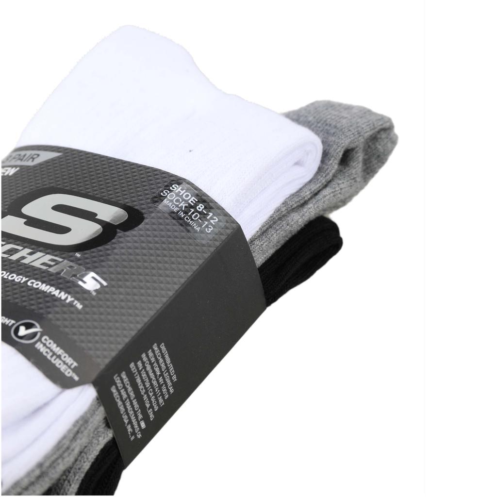 Skechers 3pk Unisex Non Terry Crew, Unisex white Socks