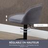 Bar Stools, Set of 2, Footrest, Adjustable Height, Swivel, Grey