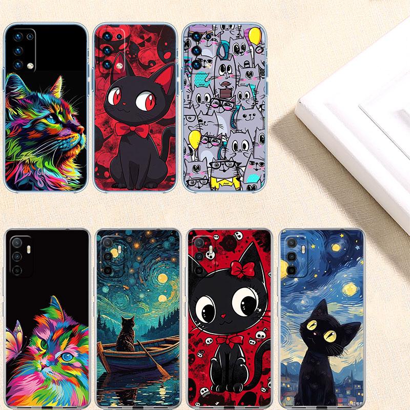 Cat Kitten Meow Transparent Phone Case for Motorola Moto Edge Plus G200 G23 E13 E15 E20 E30 G62 G71 G72 G75 G24 G15 Power