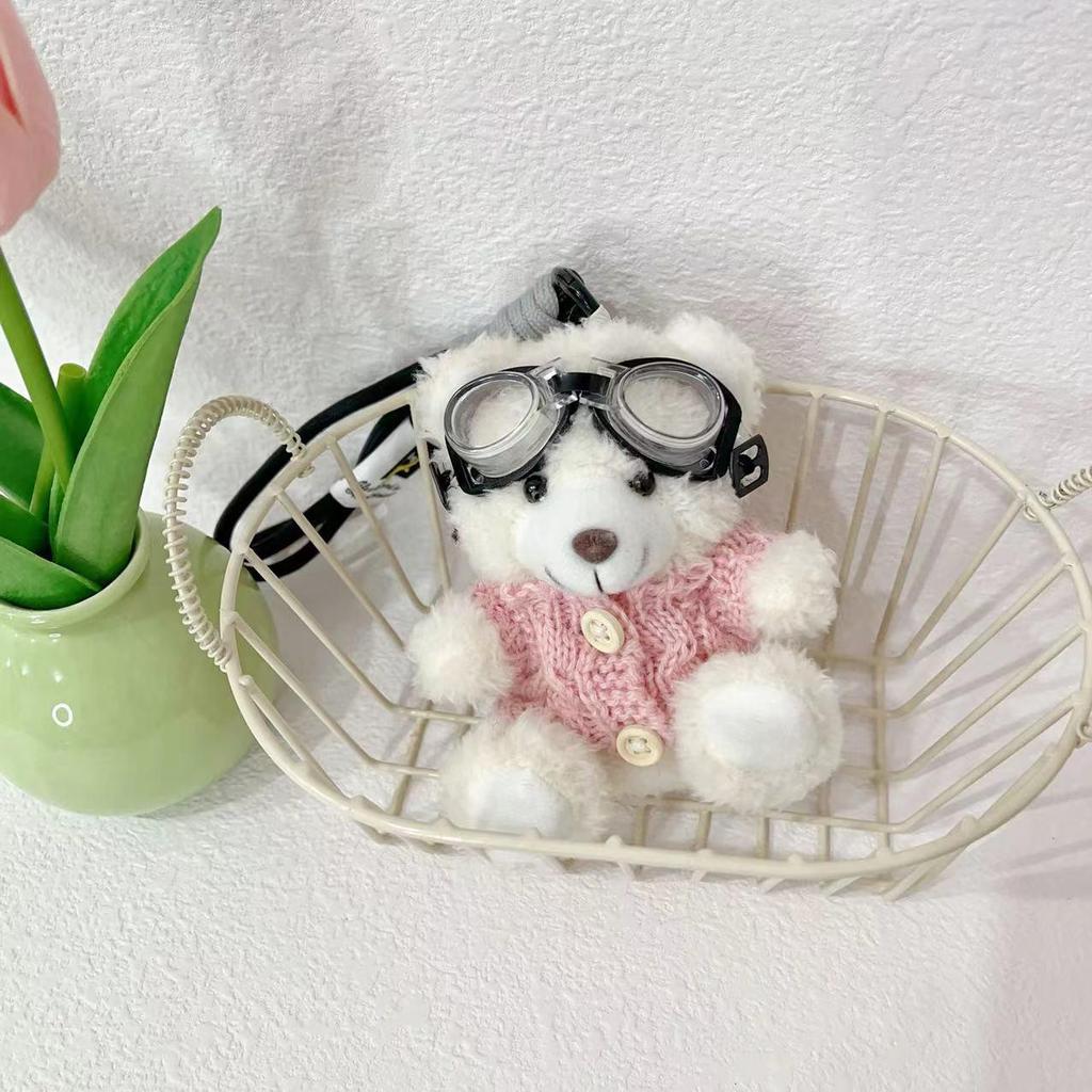 Kreslená klíčenka s pilotem pandou - Roztomilá plyšová hračka medvěd jako dárek pro studenty