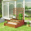 3 Tier Garden Planters with Trellis for Vine Climbing, Wooden Raised Beds, 95x95x110cm, Brown