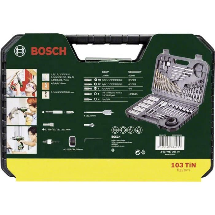 Bosch Accessories 2607017367 V-LINE TiN 103 pièces Assortiment de forets et d'embouts | EMBOUT DE TOURNEVIS - DOUILLE DE TOURNEVIS