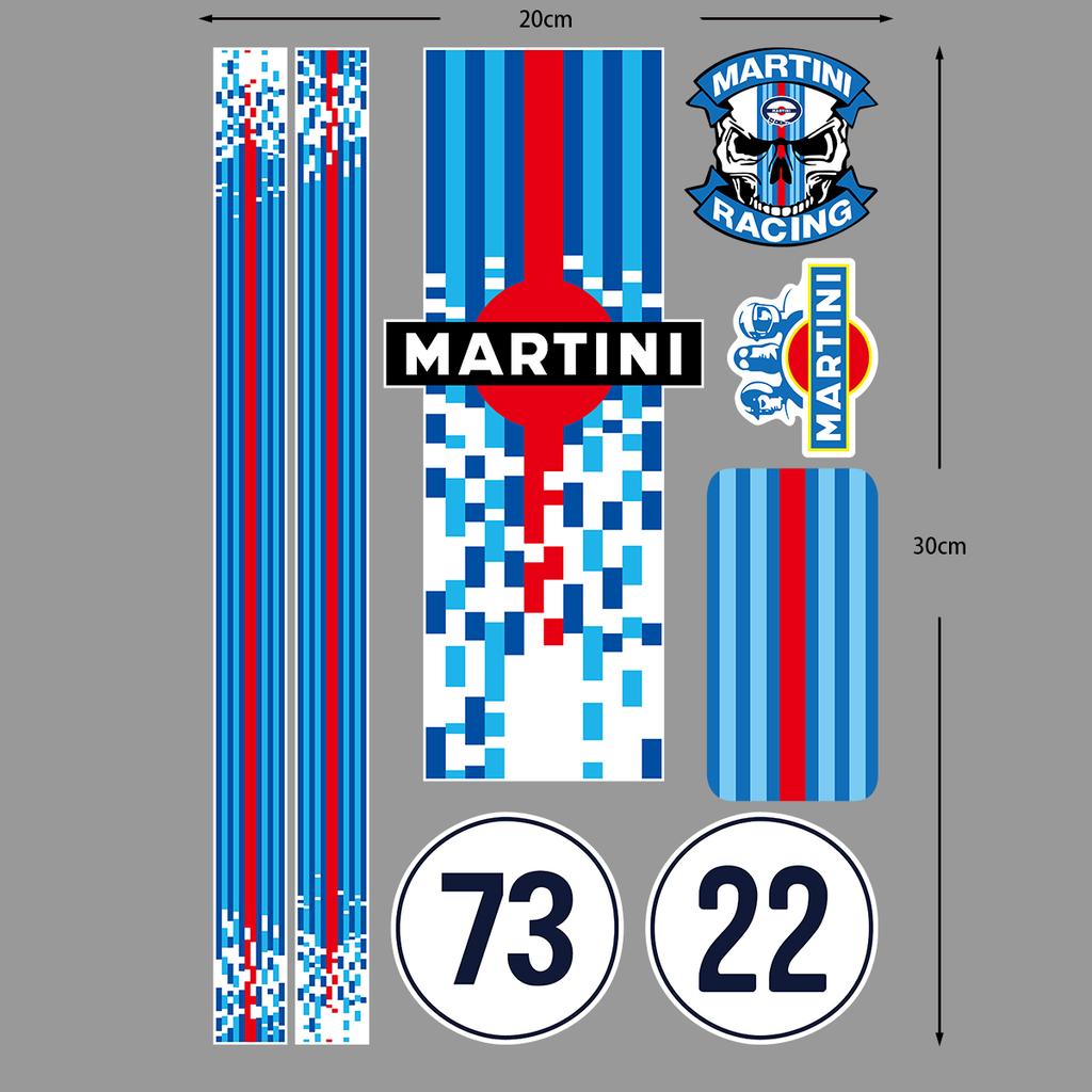 For MARTINI Stickers Motocross Racing Off-road Laptop Trunk Sticker Motorcycle Helmet PVC Decal for Love Old School LANCIA